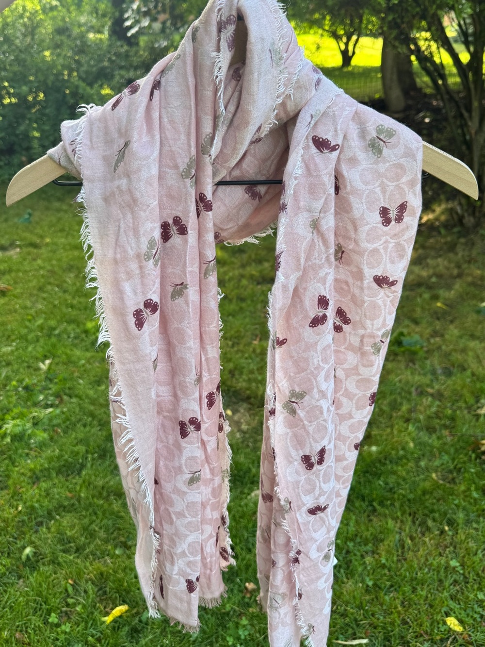 Coach Signature Logo Butterfly Scarf Modal Cotton